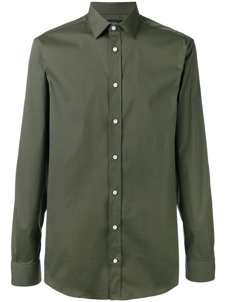 Joseph Jim Poplin Stretch Shirts, Men's, Size: 42, Green, Cotton/polyamide/spandex/elastane