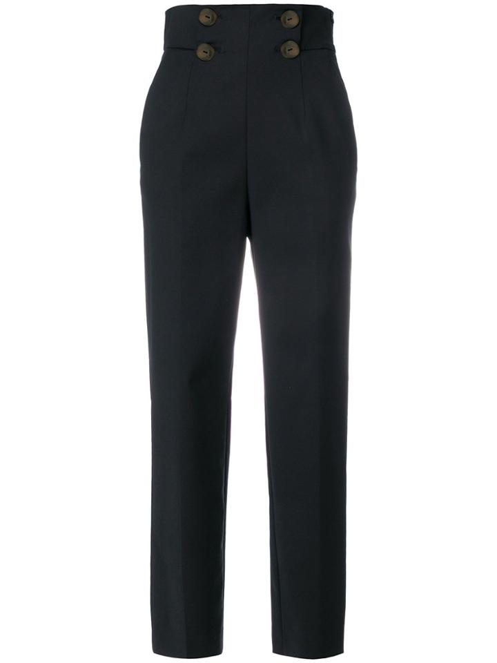 Sara Battaglia High Waisted Cropped Trousers - Black