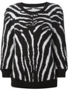 Balmain Zebra Pattern Sweater, Women's, Size: 38, Black, Polyamide/angora