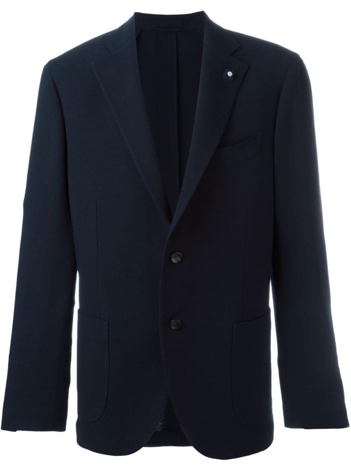 Lardini Buttoned Blazer, Men's, Size: 50, Blue, Wool/viscose/cupro