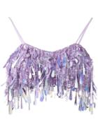 Ashish Sequin Crop Top, Women's, Size: Medium, Pink/purple, Silk/polyester/sequin