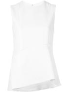 Carven Asymmetric Peplum Top, Women's, Size: 36, White, Polyester/cotton