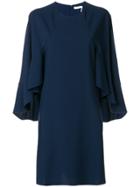 Chloé Ruffle Sleeved Shift Dress - Blue