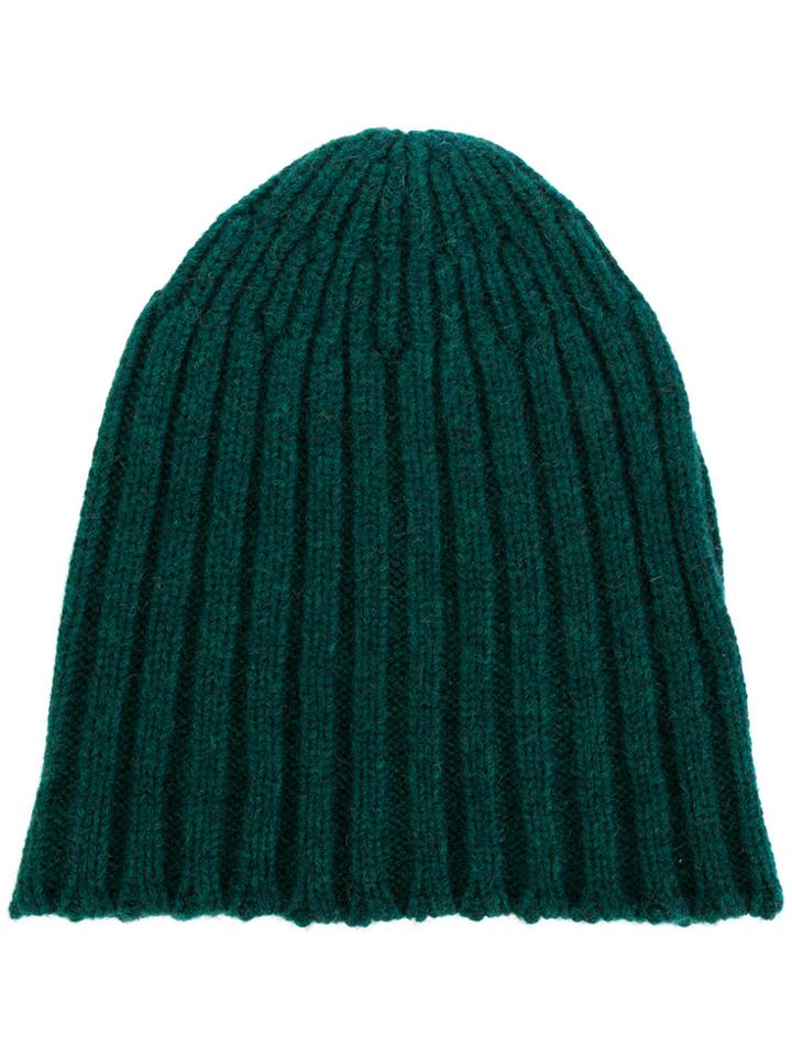 Roberto Collina Ribbed Beanie Hat - Green