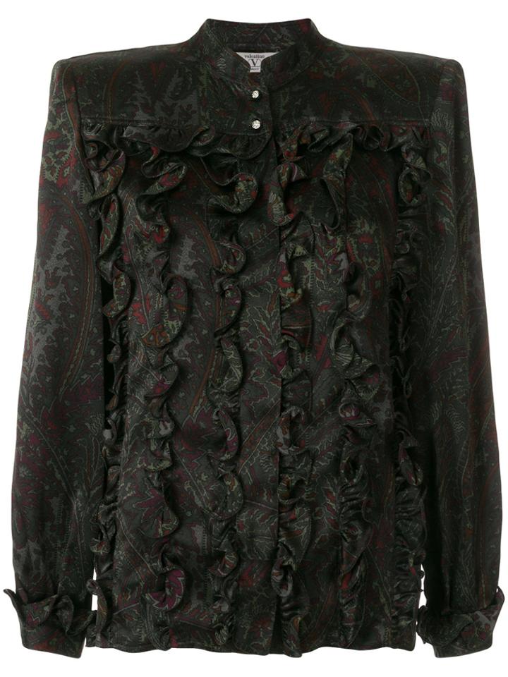 Valentino Vintage Ruffle Trim Shirt - Green