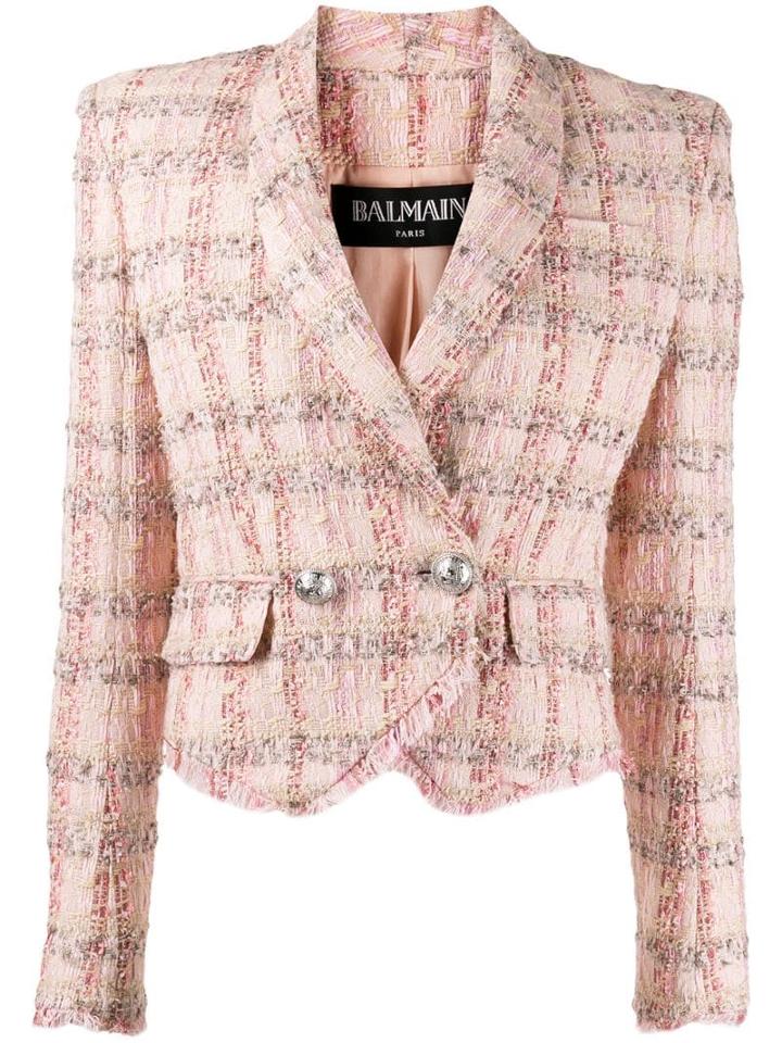 Balmain Double-breasted Tweed Blazer - Pink