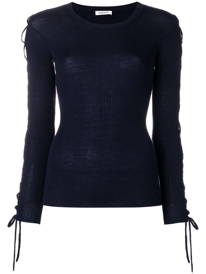 P.a.r.o.s.h. Laced Sleeves Knitted Top - Blue