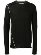 Ziggy Chen Contrast Stirpe Jumper - Black