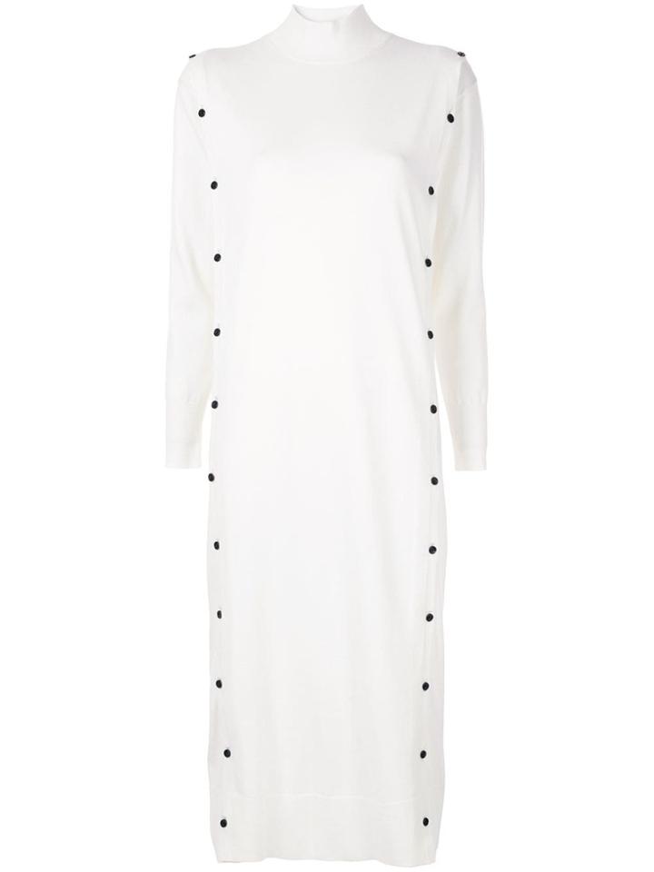 Le Ciel Bleu Buttoned Knitted Dress - White