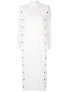 Le Ciel Bleu Buttoned Knitted Dress - White