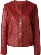 Lanvin Eyelet Jacket, Women's, Size: 38, Red, Lamb Skin/acetate/polyester