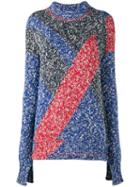 Céline Stripy Chunky Knit Sweater, Women's, Size: Large, Blue, Cotton/polyester