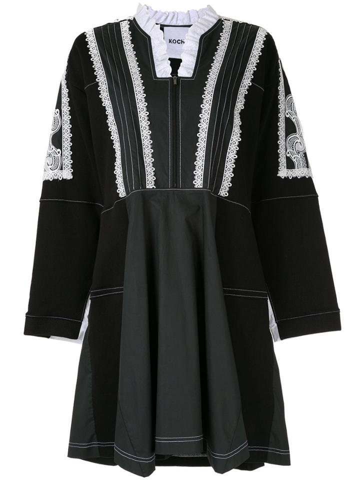 Koché Ruffle Neck Dress - Black