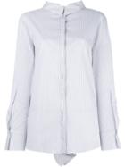 Dorothee Schumacher Pleated Sleeves Striped Shirt - White