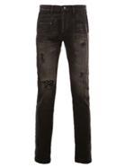 Maison Mihara Yasuhiro Distressed Stonewash Skinny Jeans - Black