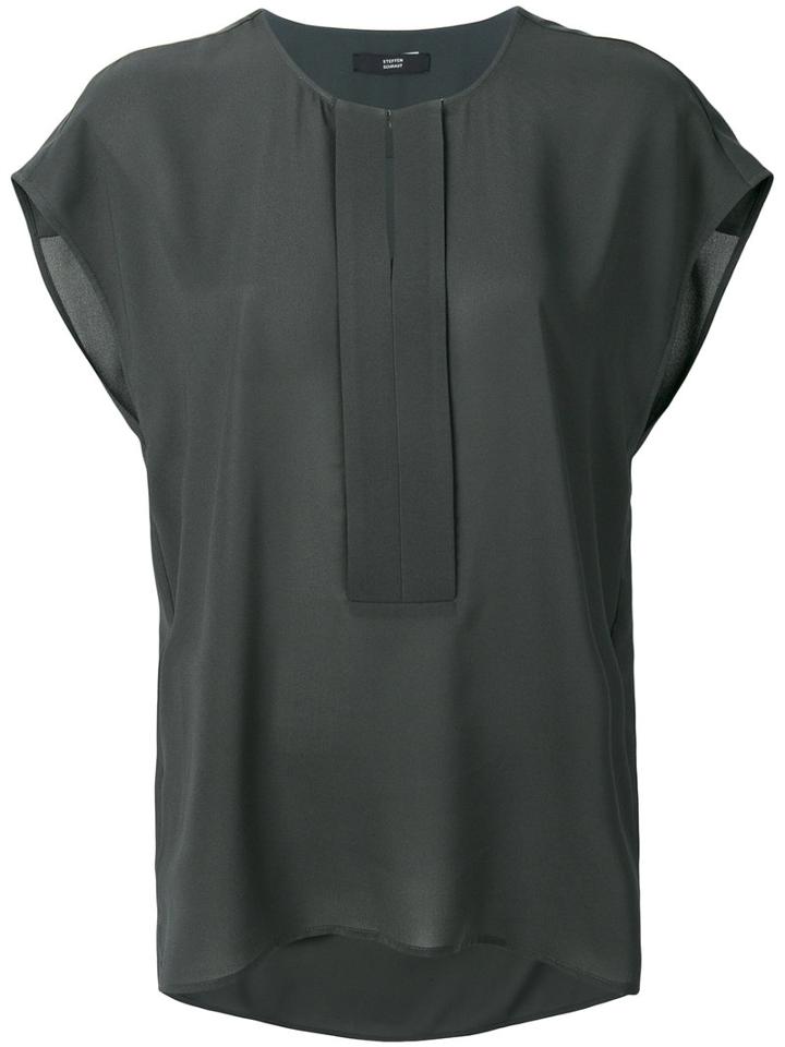 Steffen Schraut - Pleated Front Placket Blouse - Women - Polyester - 36, Grey, Polyester