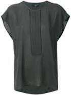 Steffen Schraut - Pleated Front Placket Blouse - Women - Polyester - 36, Grey, Polyester