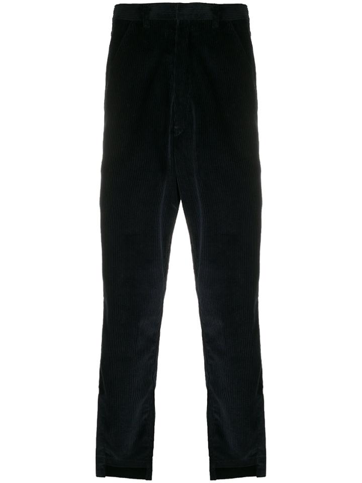 Maison Flaneur Velvet Cord Step Hem Trousers - Blue