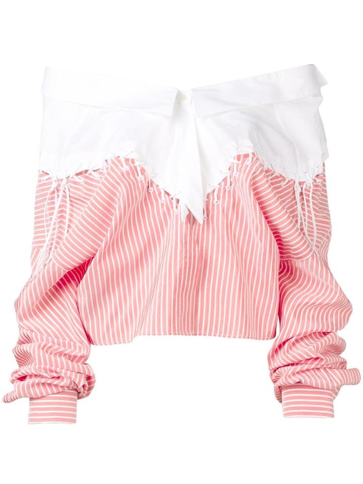 Unravel Project Patchwork Striped Shirt - Red