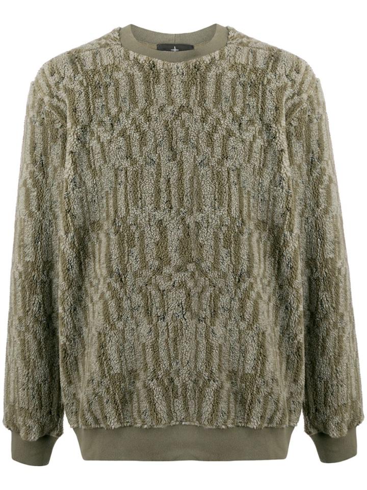 Stone Island Shadow Project Textured Furry Sweater - Green