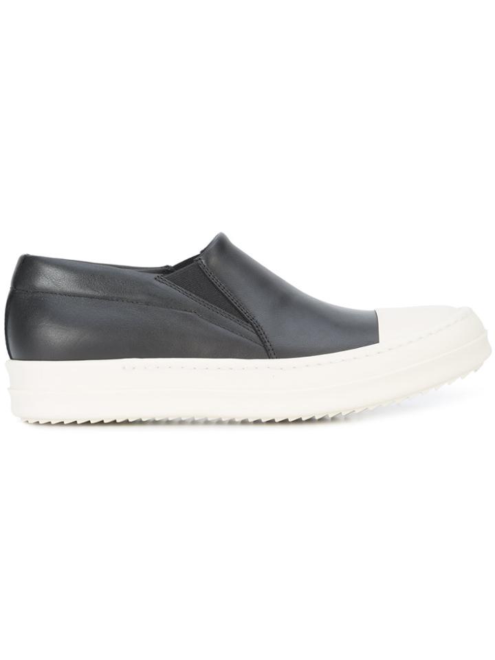 Rick Owens Two-tone Slip On Sneakers - Black