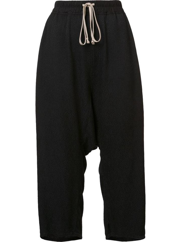 Rick Owens Textured Cropped Trousers, Women's, Size: 44, Black, Silk/cotton/viscose