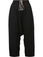 Rick Owens Textured Cropped Trousers, Women's, Size: 44, Black, Silk/cotton/viscose