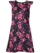 Giamba Floral Print Ruffled Shoulders Dress