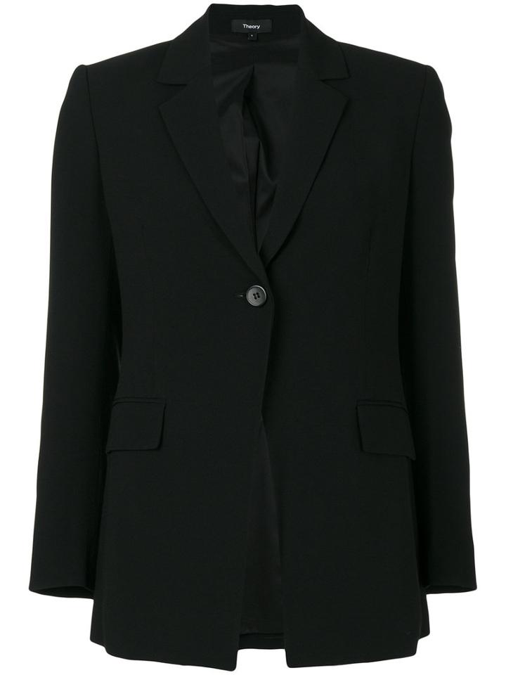 Theory - Flap Pockets Blazer - Women - Polyester/spandex/elastane/acetate/viscose - 2, Black, Polyester/spandex/elastane/acetate/viscose