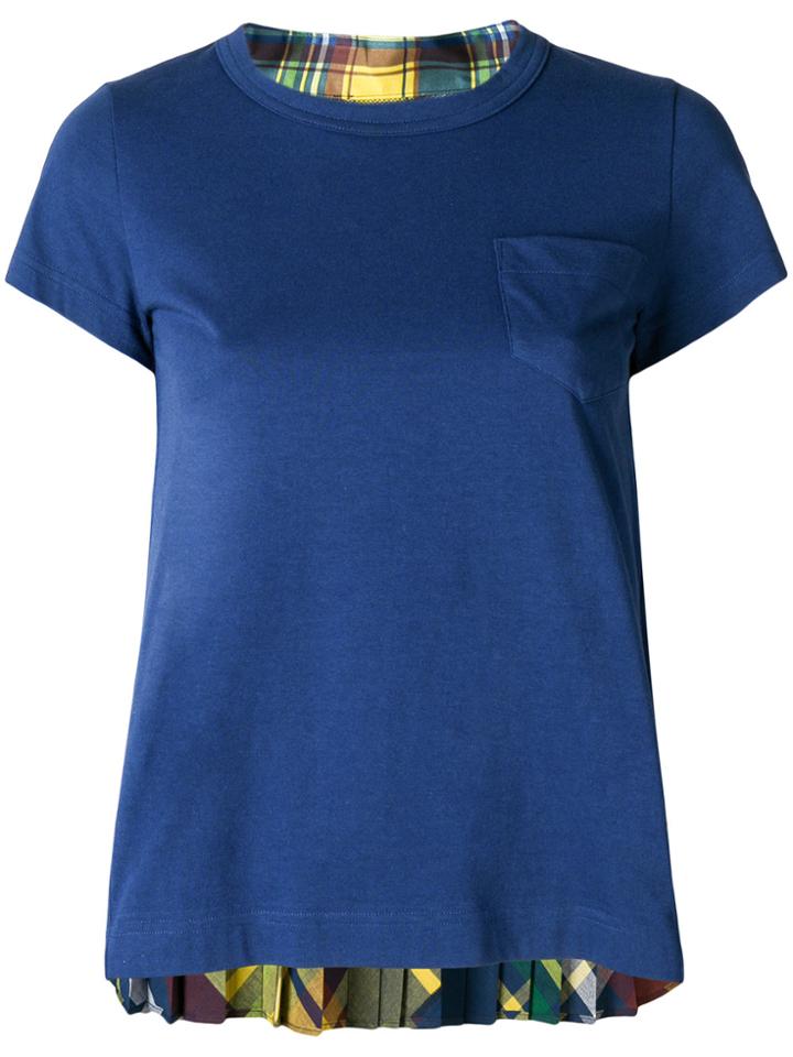 Sacai Flared Round Neck T-shirt - Blue