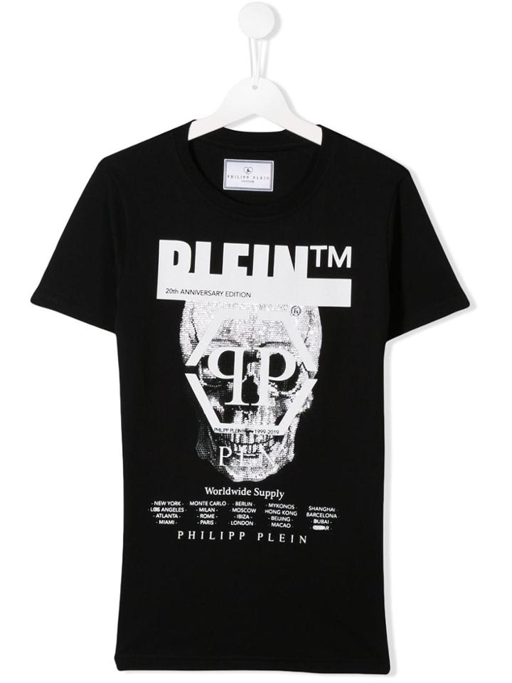 Philipp Plein Junior Photographic Print Logo T-shirt - Black