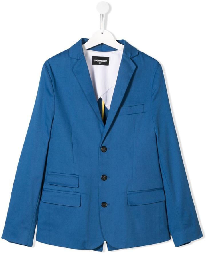 Dsquared2 Kids Teen Single Breasted Blazer - Blue