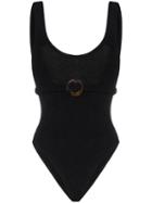 Hunza G Solitaire Crinkle Belted Swimsuit - Black