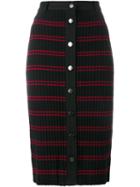 Adam Selman 'conspiracy' Striped Pencil Skirt, Women's, Size: 6, Black, Cotton/polyester/spandex/elastane/wool