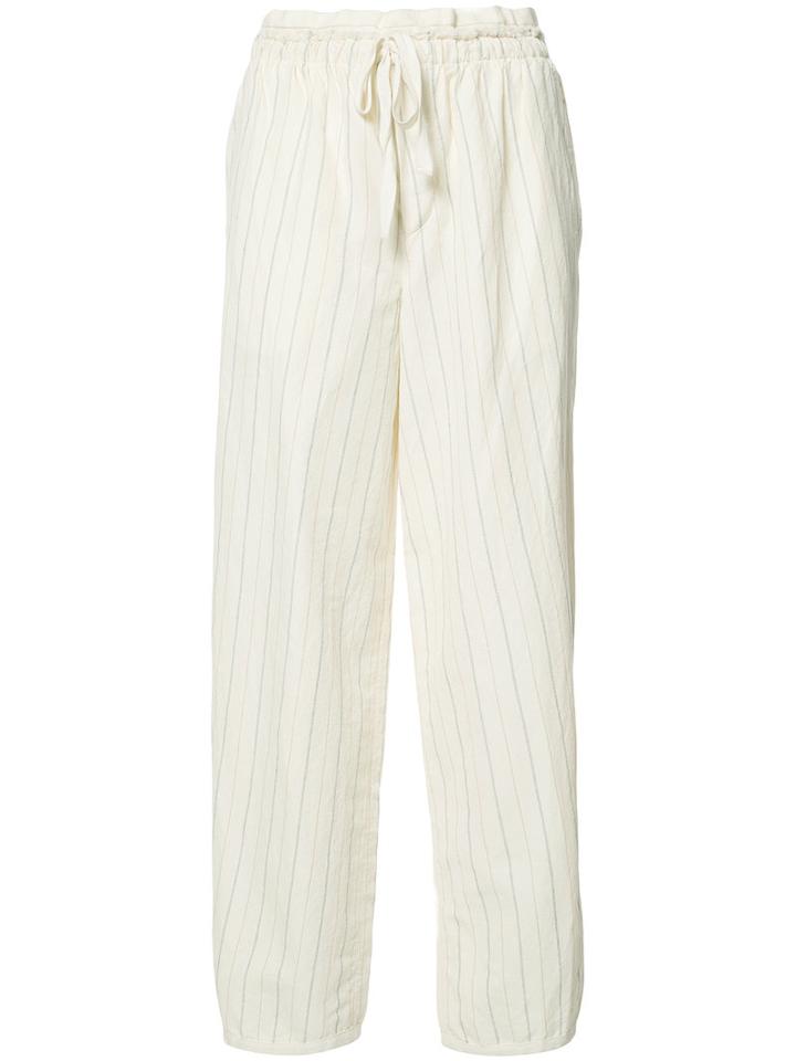 Loewe - Striped Cropped Trousers - Women - Cotton - L, White, Cotton