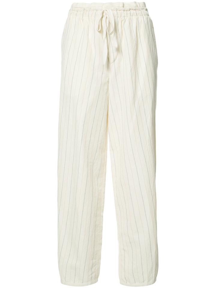 Loewe - Striped Cropped Trousers - Women - Cotton - L, White, Cotton