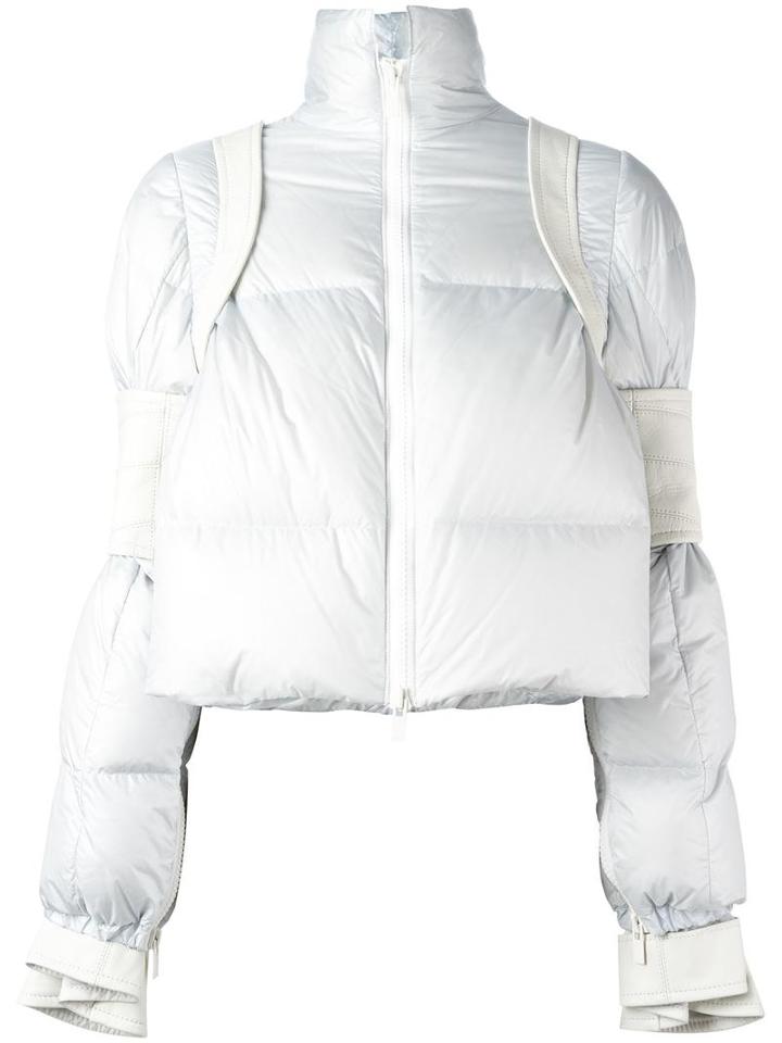 Sacai Leather Trimmed Puffa Jacket, Women's, Size: 2, Grey, Nylon/feather Down/polyester