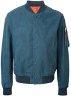 Kris Van Assche Classic Bomber Jacket, Men's, Size: 46, Blue, Calf Leather/cupro