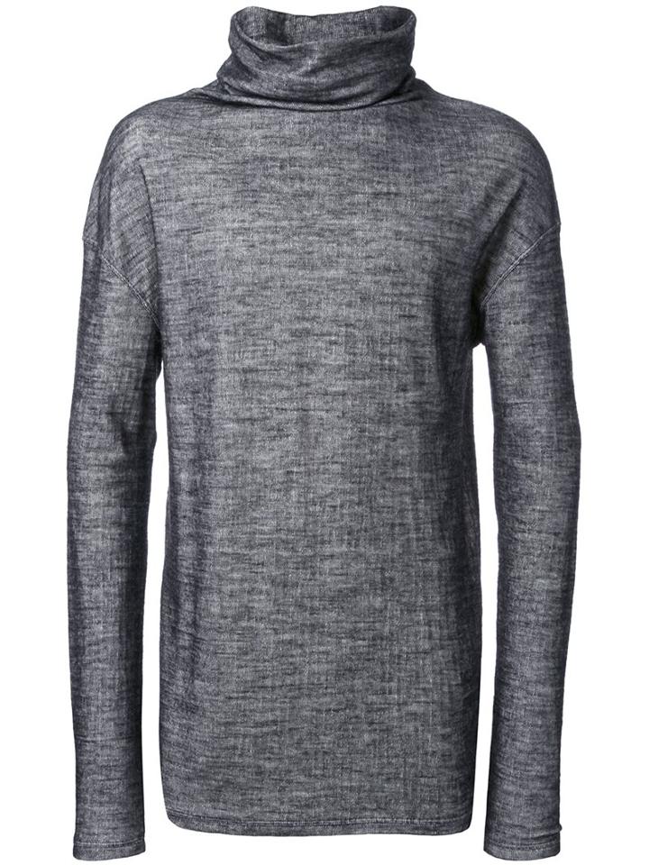 Isabel Benenato Turtle Neck Jumper, Men's, Size: Large, Grey, Cotton/wool