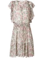 Vanessa Bruno Floral Print Ruffle Trim Dress - Green