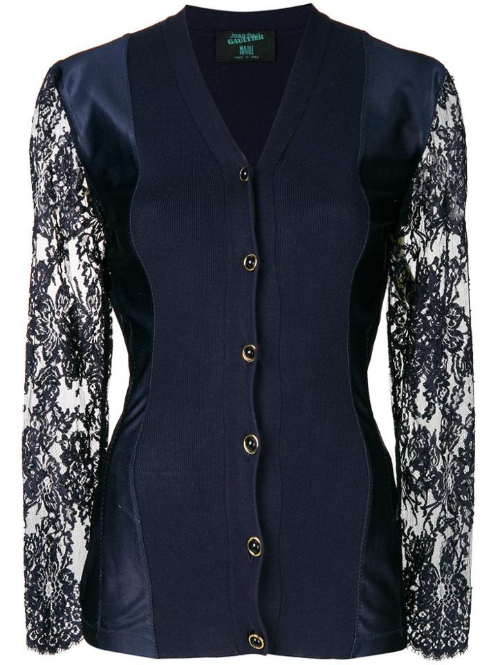 Jean Paul Gaultier Vintage Lace Panels Buttoned Blouse - Blue