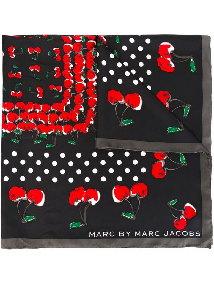Marc By Marc Jacobs Cherry Print Square Scarf, Women's, Black, Silk