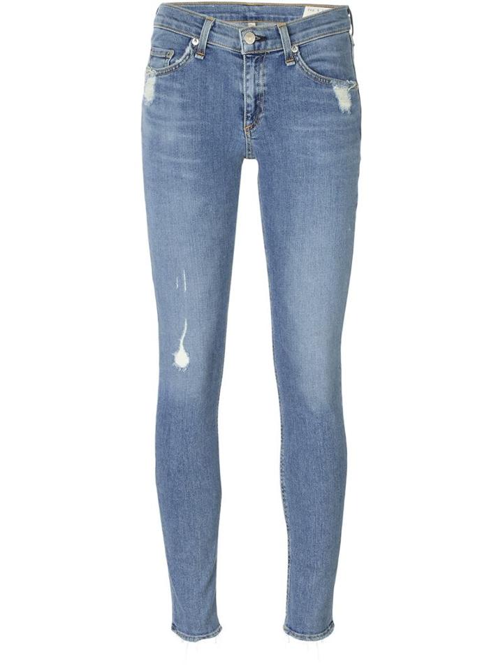 Rag & Bone Distressed Skinny Jeans, Women's, Size: 25, Blue, Cotton/polyurethane
