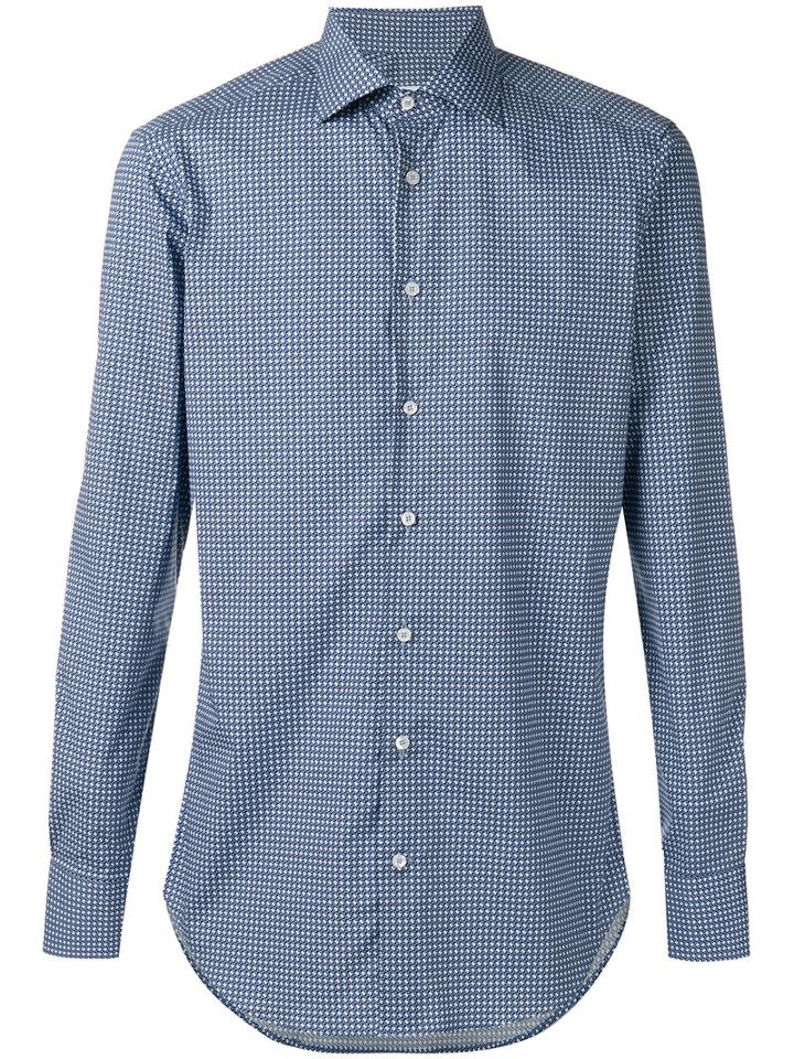 Etro Geometric Print Shirt, Men's, Size: 40, Blue, Cotton/spandex/elastane
