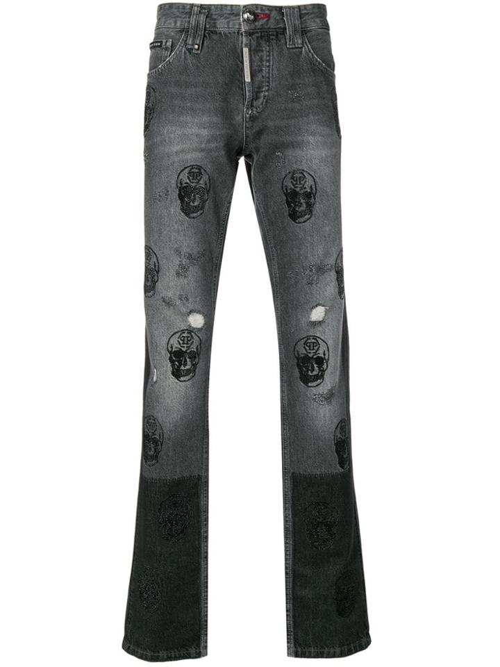 Philipp Plein Straight-cut Skull Jeans - Grey