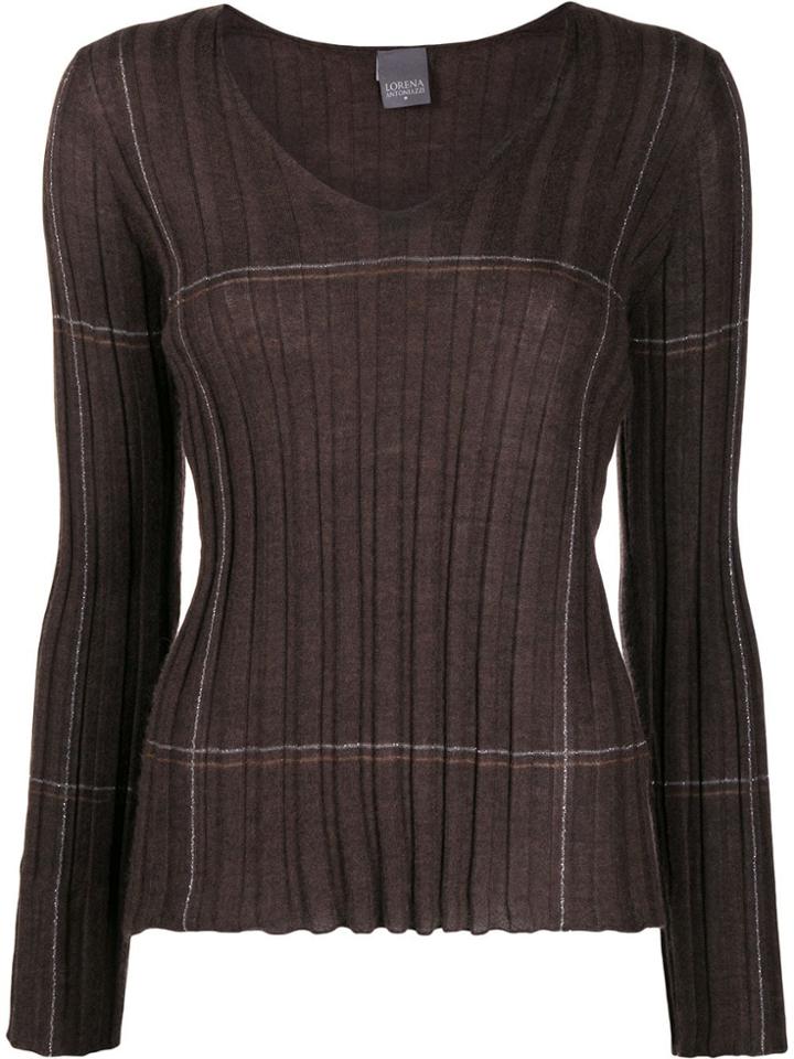 Lorena Antoniazzi Ribbed V-neck Jumper - Brown