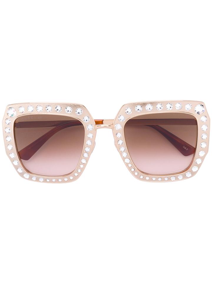 Gucci Eyewear Oversize Square-frame Sunglasses With Crystals -
