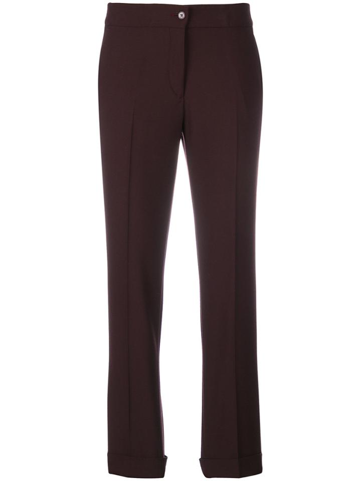 Etro Cropped Slim-fit Trousers - Pink & Purple