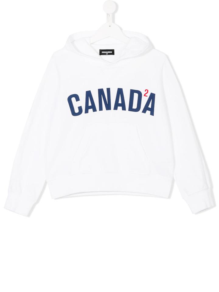 Dsquared2 Kids Canada Print Hoodie - White