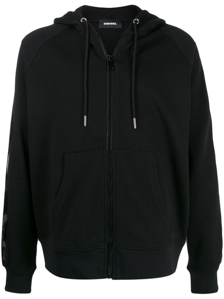 Diesel Logo Tape Sleeve Hoodie - Black